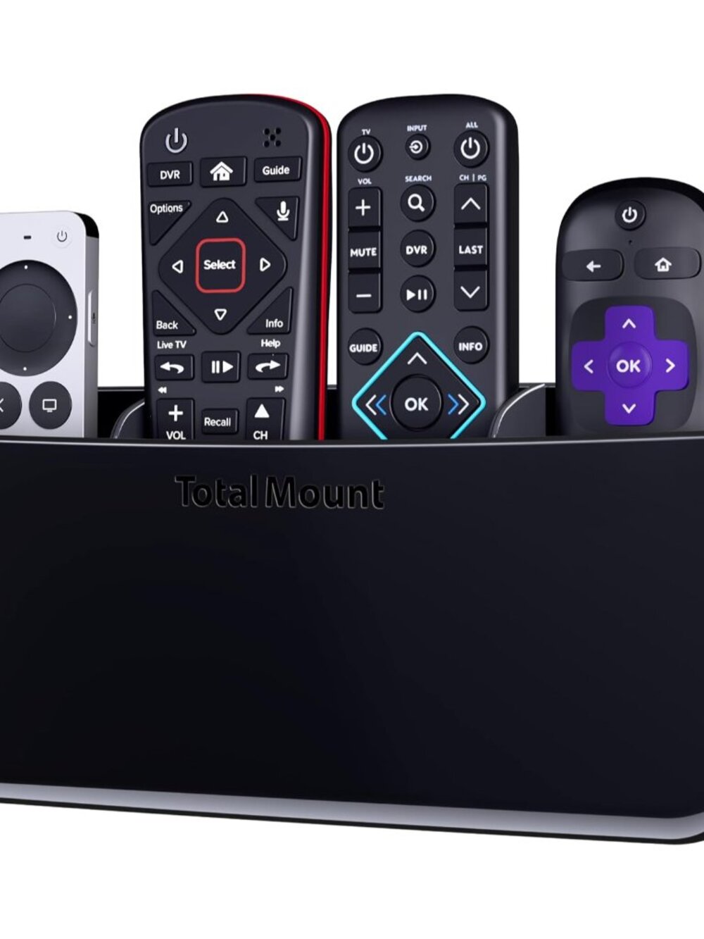 Drop-Free Remote Holder – Removable Adhesive Strips – XL Black